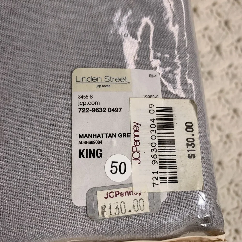 JCPenney 3-Piece King Linen Rayon Duvet Cover Set Gray Linden Street Landry